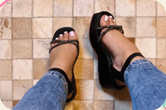 Flatform de tiras finas com tornozeleira