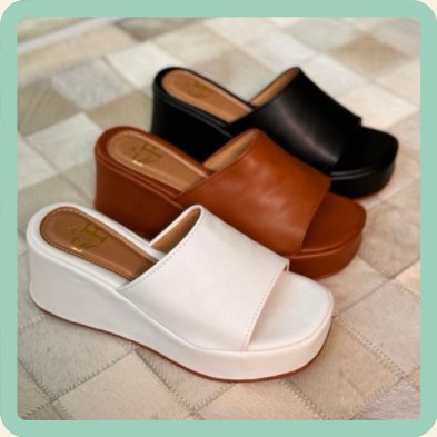 Tamanco flatform de tira larga