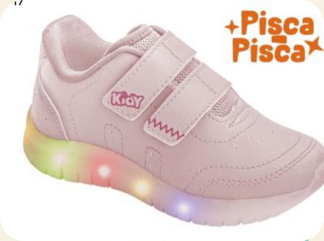 Tênis infantil com tiras aderentes e sola iluminada