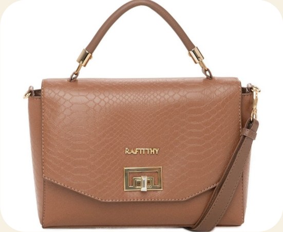 Bolsa de mão croco com fecho dourado
