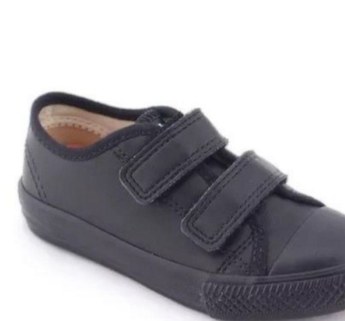 Tênis infantil preto de lona com tiras aderentes