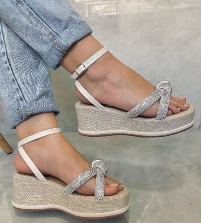 Flatform de juta com tira de brilho