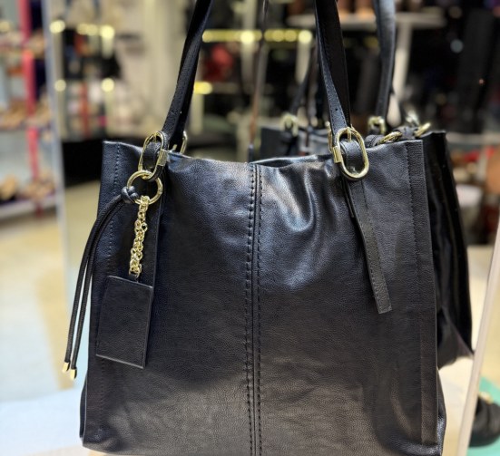 Bolsa sacola de couro com alças duplas