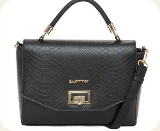 Bolsa de mão croco com fecho dourado